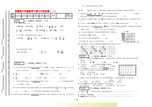 2022年苏教版六年级数学下册小升初试卷【8套】- (3)