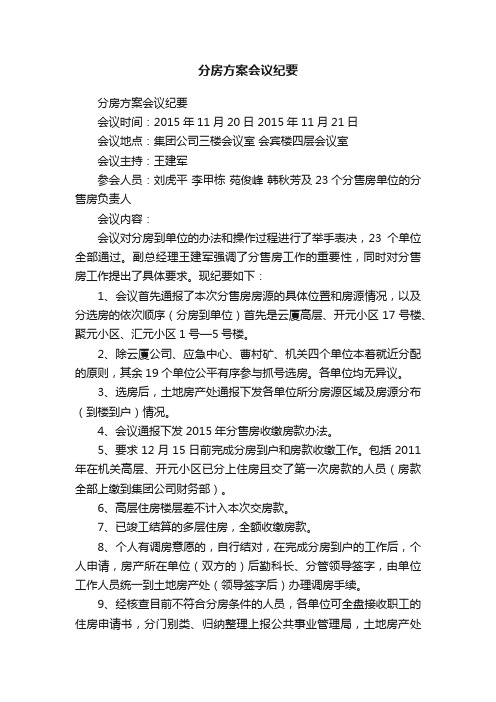 分房方案会议纪要