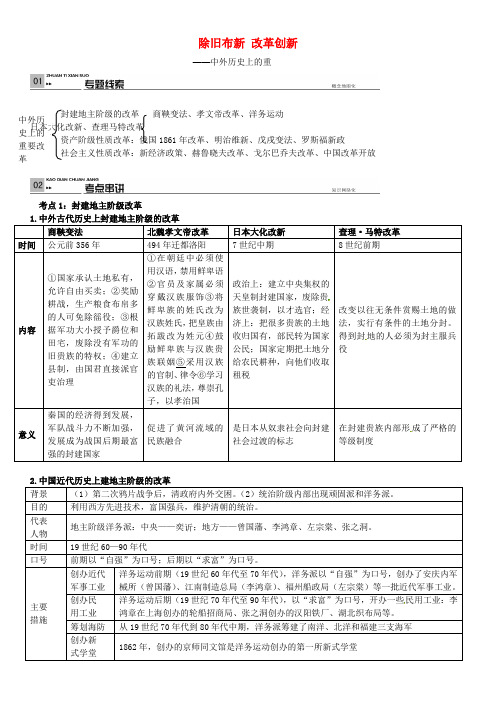 中考历史专题复习(4)除旧布新,改革创新,中外历史上的重要改革