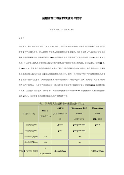 超精密加工机床的关键部件技术