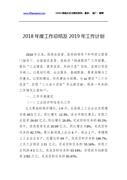 2018年度工作总结及2019年工作计划