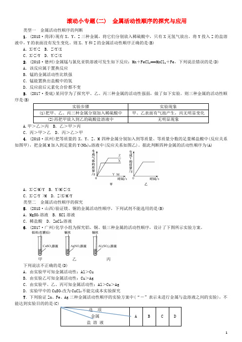 中考化学复习 滚动小专题(二)金属活动性顺序的探究与应用专题练习