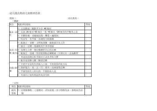 (完整版)幼儿园大中小班幼儿发展评估表