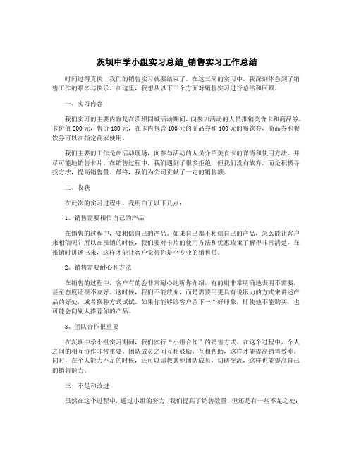 茨坝中学小组实习总结_销售实习工作总结