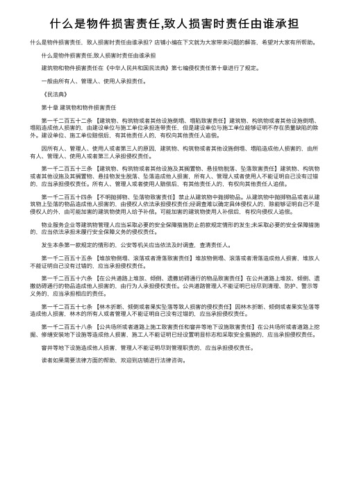 什么是物件损害责任,致人损害时责任由谁承担