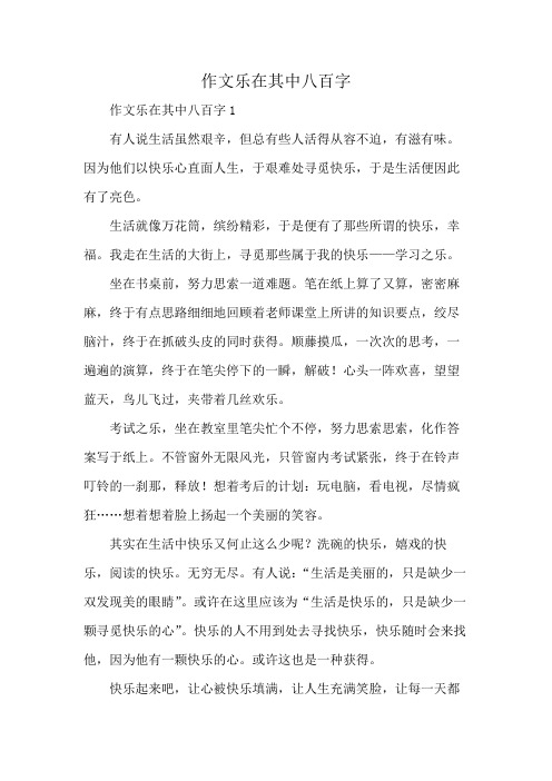 作文乐在其中八百字