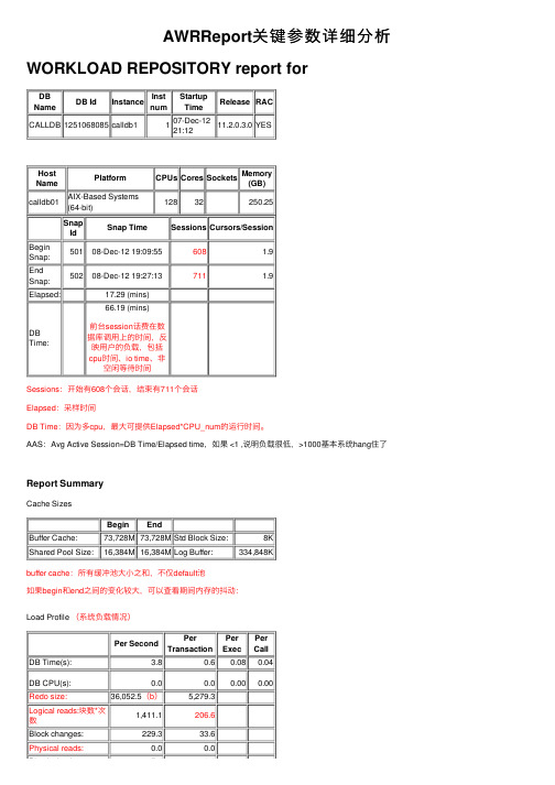 AWRReport关键参数详细分析