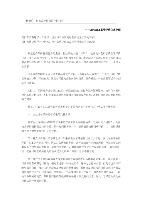 杨曦沦：衡量品牌价值的一把尺子