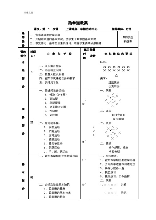 跆拳道教案设计42课时(比赛竞技教学法)