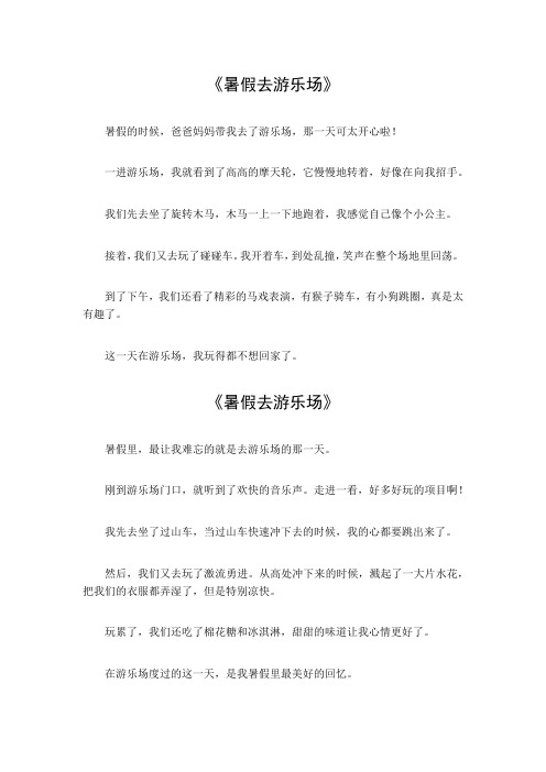 暑假去游乐场作文100字