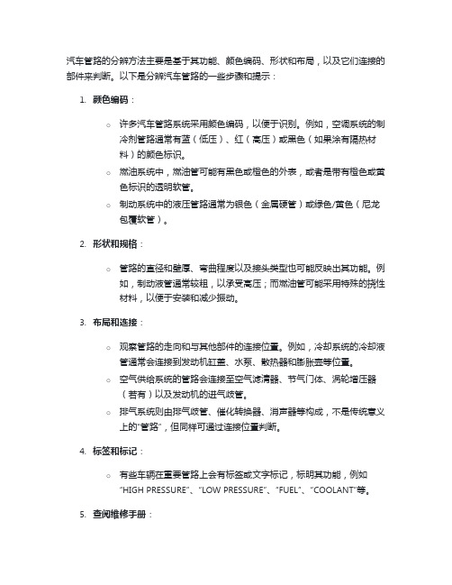 汽车管路分辨方法