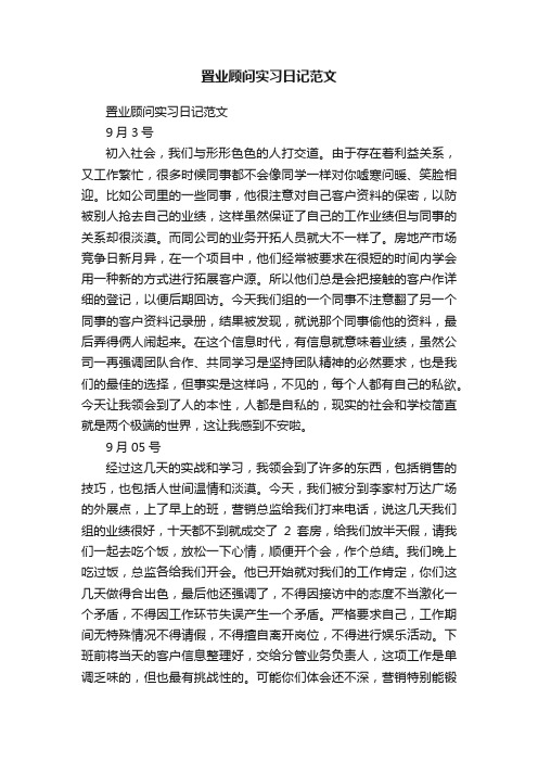 置业顾问实习日记范文