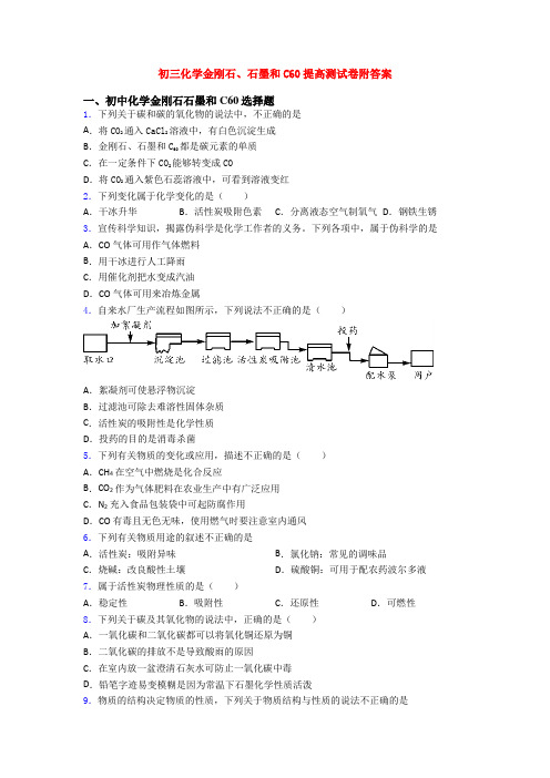 初三化学金刚石、石墨和C60提高测试卷附答案