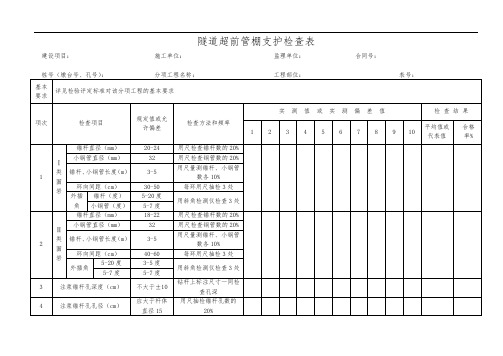 隧道超前管棚支护检查表