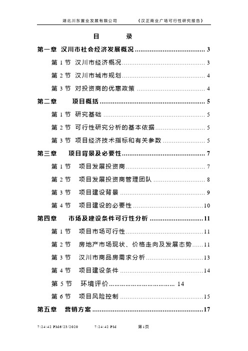 汉正商业广场可行性研究报告(新)