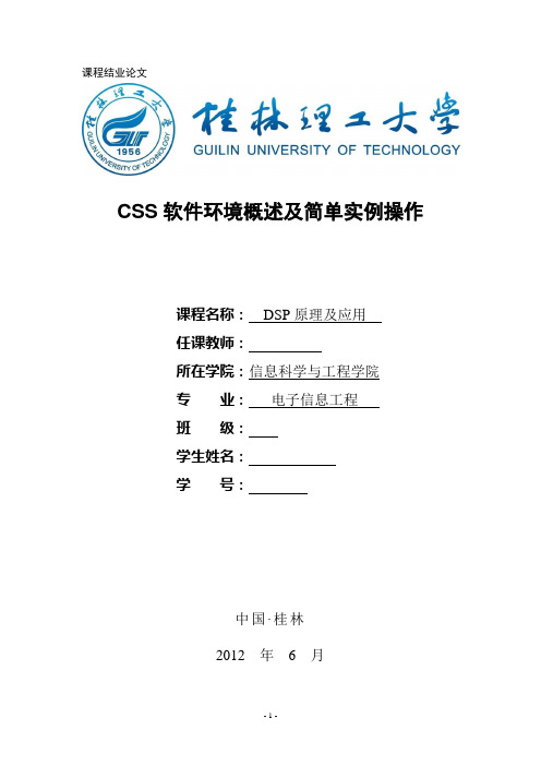 《DSP原理及应用》结业论文CSS开发环境介绍及简单实例操作