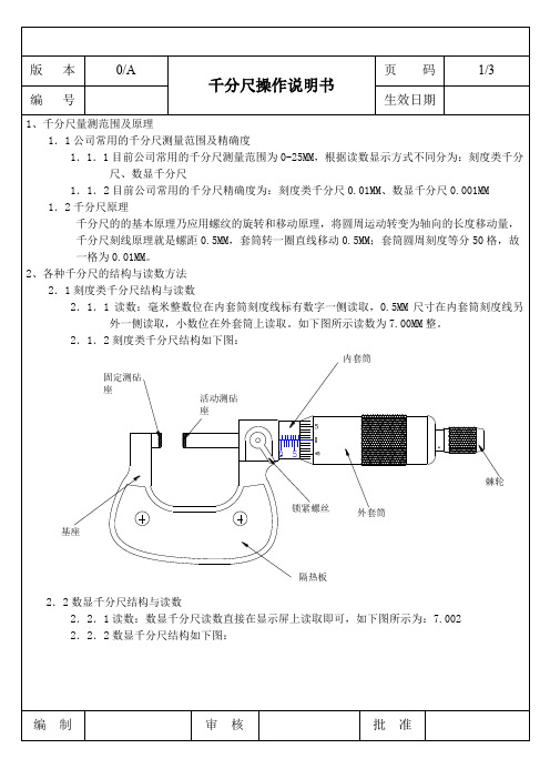 千分尺操作说明书