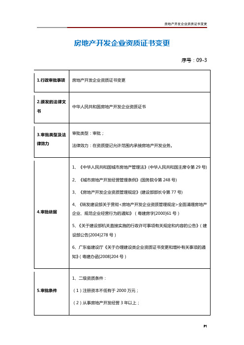 房地产开发企业资质证书变更