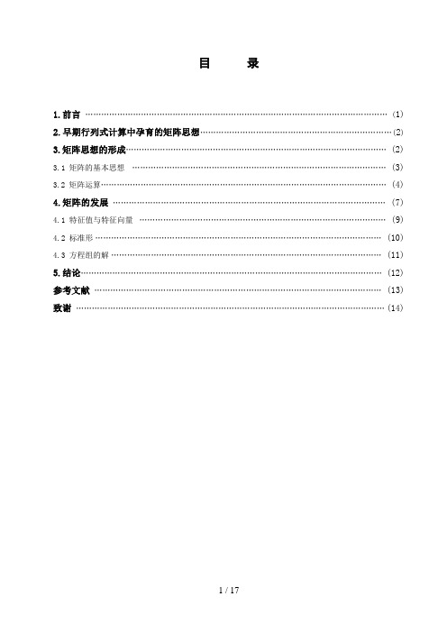 矩阵思想的形成与发展