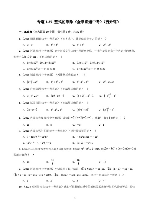 专题 整式的乘除(全章)(提升练)-2023-2024学年七年级数学下册专项突破讲与练(北师大版)