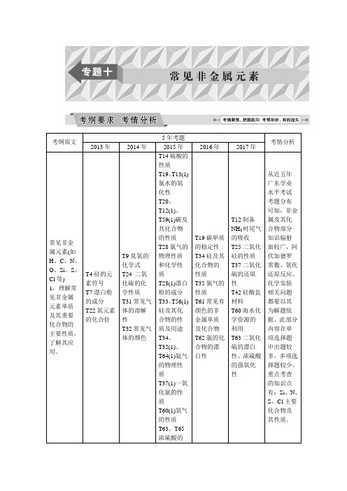 2018年广东省普通高中化学学业水平测试复习 专题十 常见非金属元素