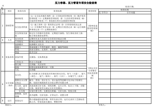 压力容器专项检查表