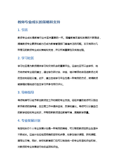 教师专业成长的策略和支持