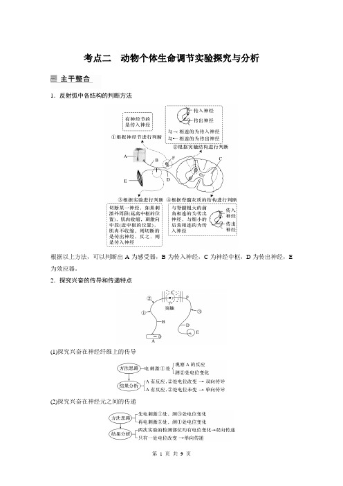 2023届高考生物二轮复习专题6 考点2 动物个体生命调节实验探究与分析-讲义(通用版)