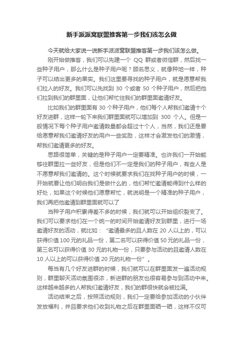 新手派派窝联盟推客第一步我们该怎么做