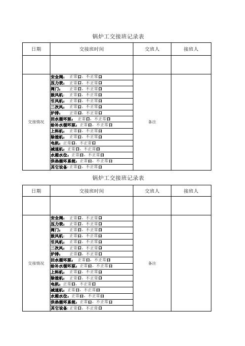 锅炉工交接班记录表