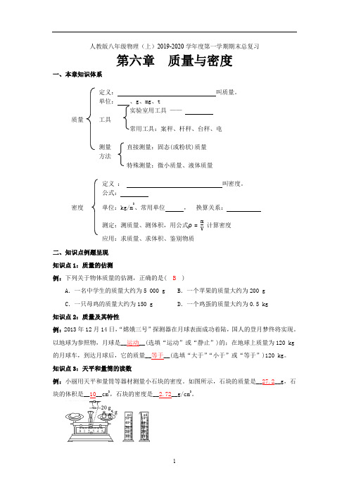 人教版八年级物理(上)度第一学期期末总复习6：质量与密度知识点总结与练习