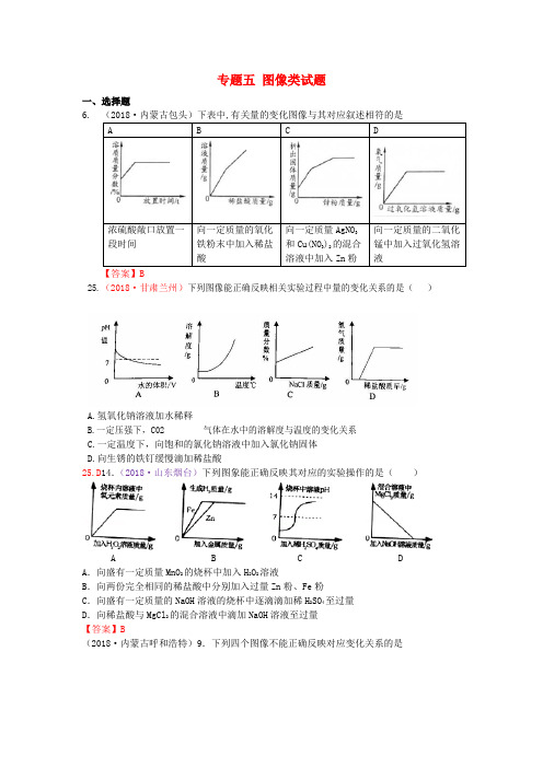 2018年中考化学真题分类汇编 专题五 图像类试题