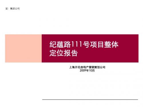 纪蕴路111号项目整体定位报告