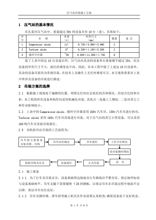 西气东输压缩机吊装方案