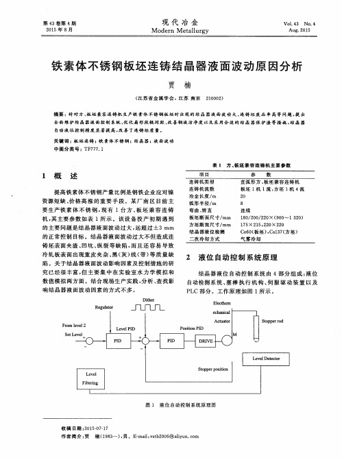 铁素体不锈钢板坯连铸结晶器液面波动原因分析