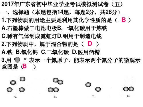 2017年广东省初中毕业学业考试模拟测试卷(五)