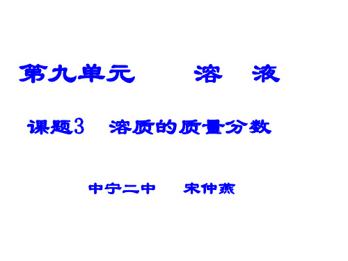 9.3《溶质的质量分数》教学课件(第一课时)