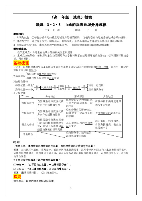 3·2·3  山地的垂直地域分异规律