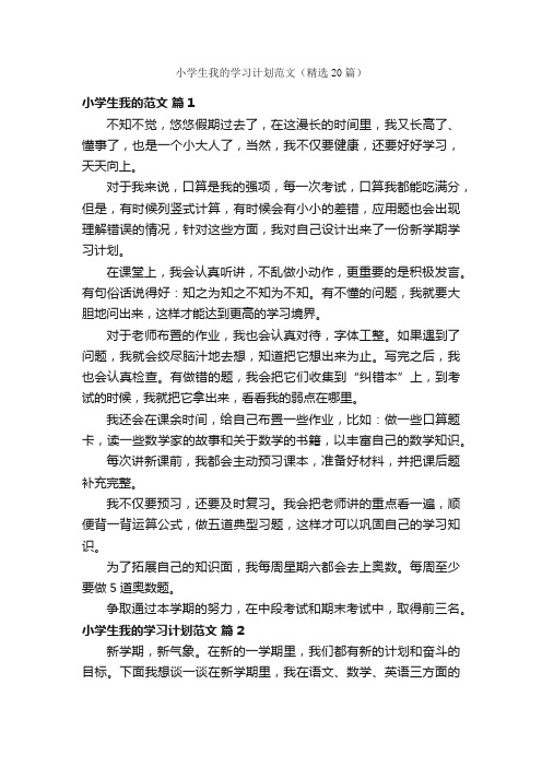 小学生我的学习计划范文（精选20篇）