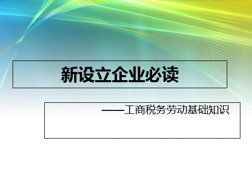 新注册企业必读工商税务劳动基础知识有案例,非常.ppt