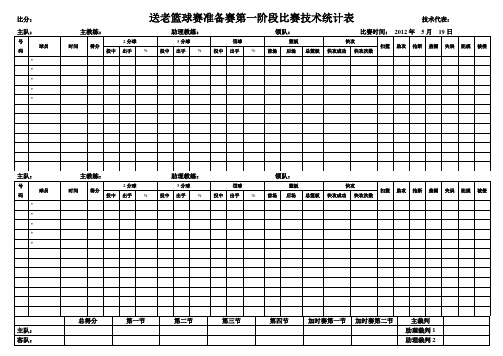 篮球比赛技术数据统计表