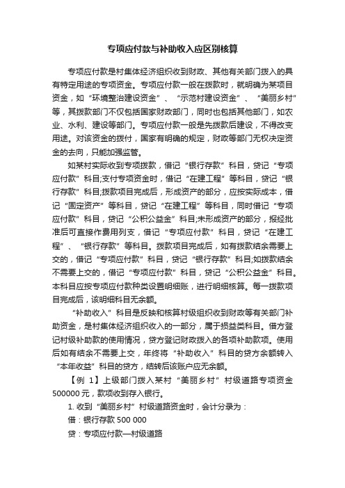 专项应付款与补助收入应区别核算