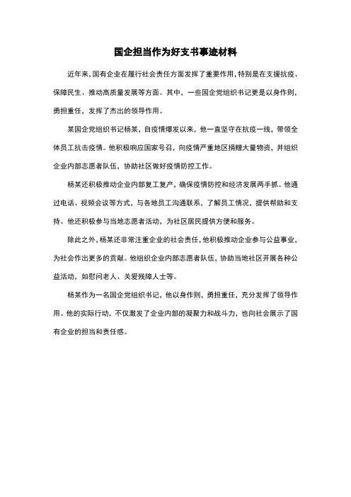 国企担当作为好支书事迹材料