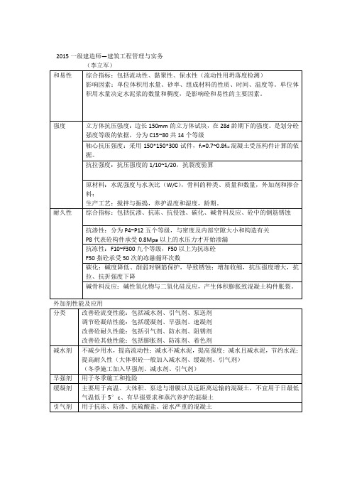 一级建造师2015建筑工程实务与管理