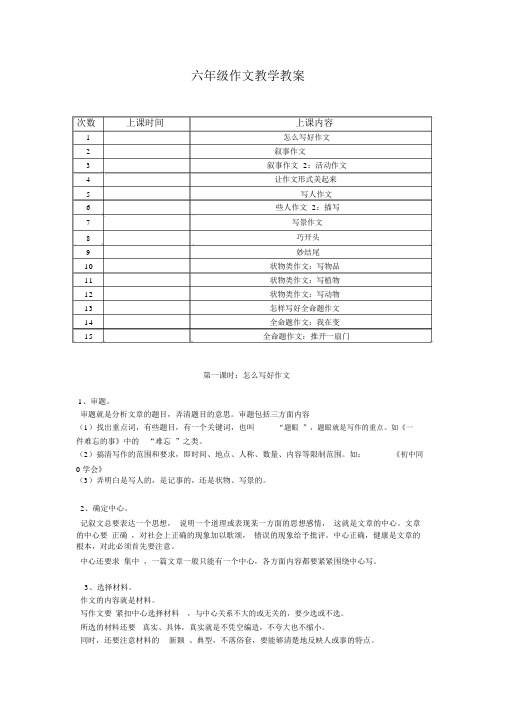 六年级作文补习教案课时.docx