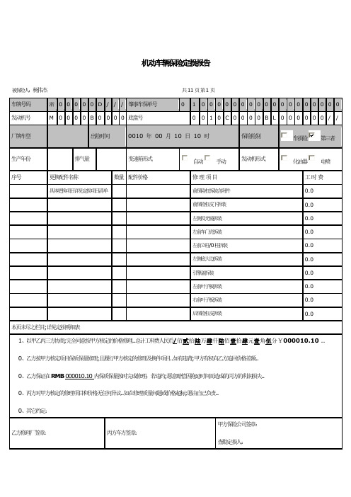 机动车辆保险定损报告