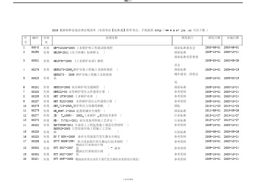 特种设备法律法规清单