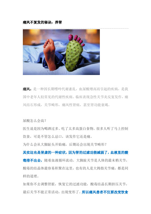 痛风不复发的秘诀：养肾