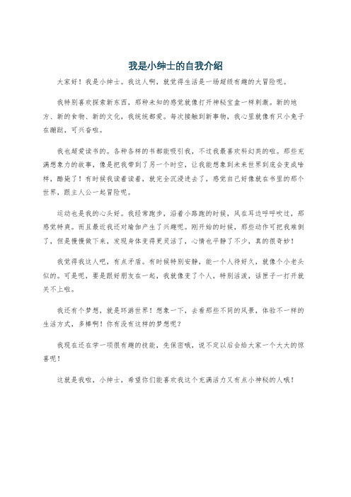 我是小绅士的自我介绍