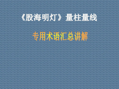 《股海明灯》量柱量线专用术语汇总讲解